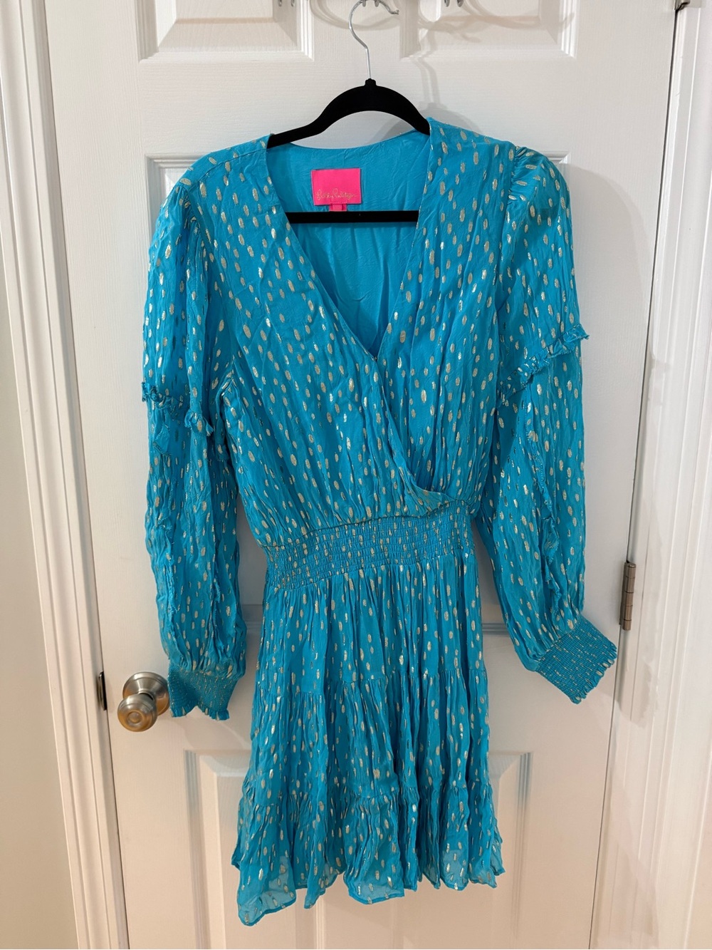 Lilly Pulitzer Turquoise Dress with Gold Dot Accents
